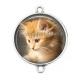 Connecteur Cabochon Argent - chaton