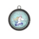 Pendentif Cabochon Argent -  licorne
