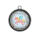 Pendentif Cabochon Argent -  licorne
