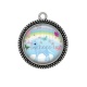 Pendentif Cabochon Argent -  licorne