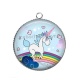 Pendentif Cabochon Argent -  licorne