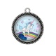 Pendentif Cabochon Argent -  licorne