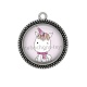 Pendentif Cabochon Argent -  licorne