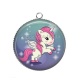 Pendentif Cabochon Argent -  licorne