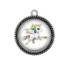 Pendentif Cabochon Argent -  licorne