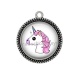 Pendentif Cabochon Argent -  licorne