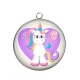 Pendentif Cabochon Argent -  licorne