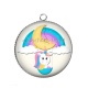 Pendentif Cabochon Argent -  licorne