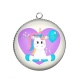 Pendentif Cabochon Argent -  licorne