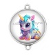 Connecteur Cabochon Argent -  licorne