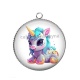 Pendentif Cabochon Argent -  licorne