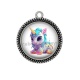 Pendentif Cabochon Argent -  licorne