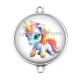 Connecteur Cabochon Argent -  licorne
