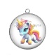 Pendentif Cabochon Argent -  licorne