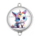 Connecteur Cabochon Argent - chat  licorne