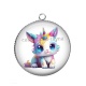 Pendentif Cabochon Argent - chat  licorne