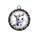 Pendentif Cabochon Argent - chat  licorne