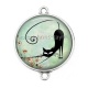 Connecteur Cabochon Argent - chat