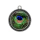 Pendentif Cabochon Argent - plume de paon