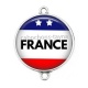 Connecteur Cabochon Argent - drapeau France