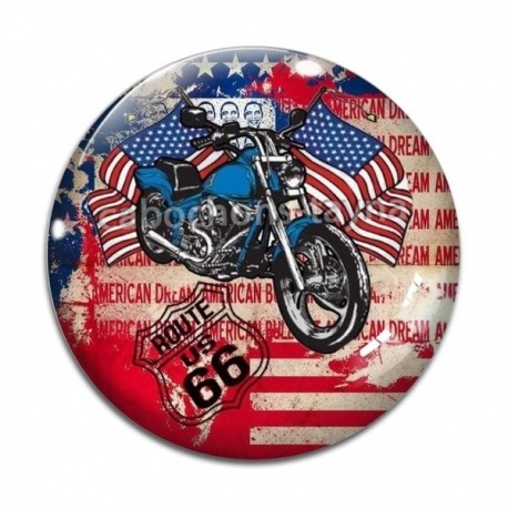 Cabochon Verre - moto route 66