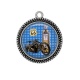 Pendentif Cabochon Argent - moto route 66