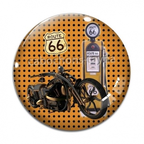 Cabochon Verre - moto route 66