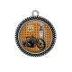 Pendentif Cabochon Argent - moto route 66
