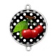 Connecteur Cabochon Argent - cerise
