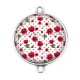 Connecteur Cabochon Argent - cerise