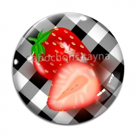 Cabochon Verre - fraise