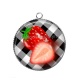 Pendentif Cabochon Argent - fraise