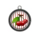 Pendentif Cabochon Argent - cerise