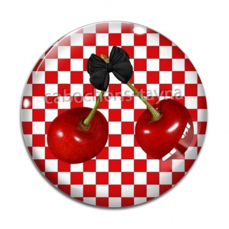 Cabochon Verre - cerise