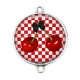 Connecteur Cabochon Argent - cerise