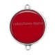 Connecteur Cabochon Argent - fond uni rouge bordeaux