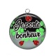 Pendentif Cabochon Argent - je porte bonheur