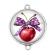 Connecteur Cabochon Argent - cerise