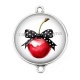 Connecteur Cabochon Argent - cerise