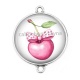 Connecteur Cabochon Argent - cerise