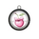 Pendentif Cabochon Argent - cerise