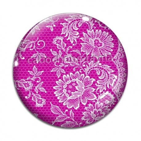 Cabochon Verre - fleur dentelle