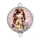 Connecteur Cabochon Argent - petite fille