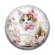 Cabochon Résine - chat tasse et fleur