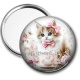 Miroir de poche - chat tasse et fleur