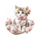 chat tasse et fleur