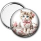 Miroir de poche - chat tasse et fleur