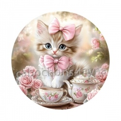 chat tasse et fleur