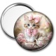 Miroir de poche - chat tasse et fleur