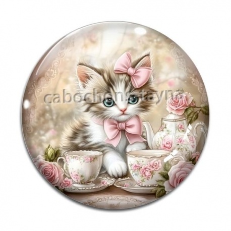 Cabochon Verre - chaton fleur 